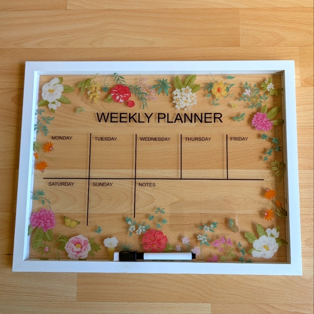 Floral Transparent Dry Erase Day Planner (New) With Pen